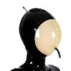 Yilen Latex Hood Inflatable Mask Full Face Hood Inflation Breathing Zipped Latex Mask (S, Red-Transparent) view 1