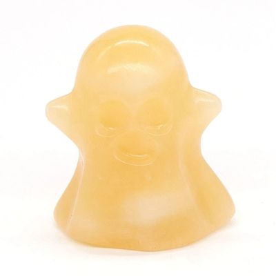HXSCOO Halloween Home Decoration 1.5" Ghost Statue Natural Rose Quartz Black Obsidian Healing Crystals Stones Ornament Gemstone Gift (Color : Yellow Jade, Size : 1PC)