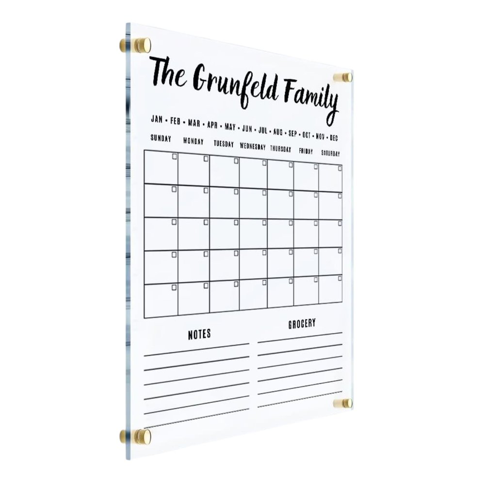 Family Calendar for Wall Vertical with Side Headers - Personalized Dry Erase Board, Vertical Wall Calendar, Monthly and Weekly Calendar, Housewarming Gift, Goals, To Do (18"x24", Extra Package)