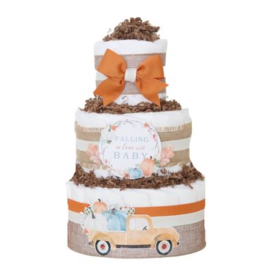 Harvest Truck Pumpkin Diaper Cake - Baby Shower Centerpiece - New Baby Gift