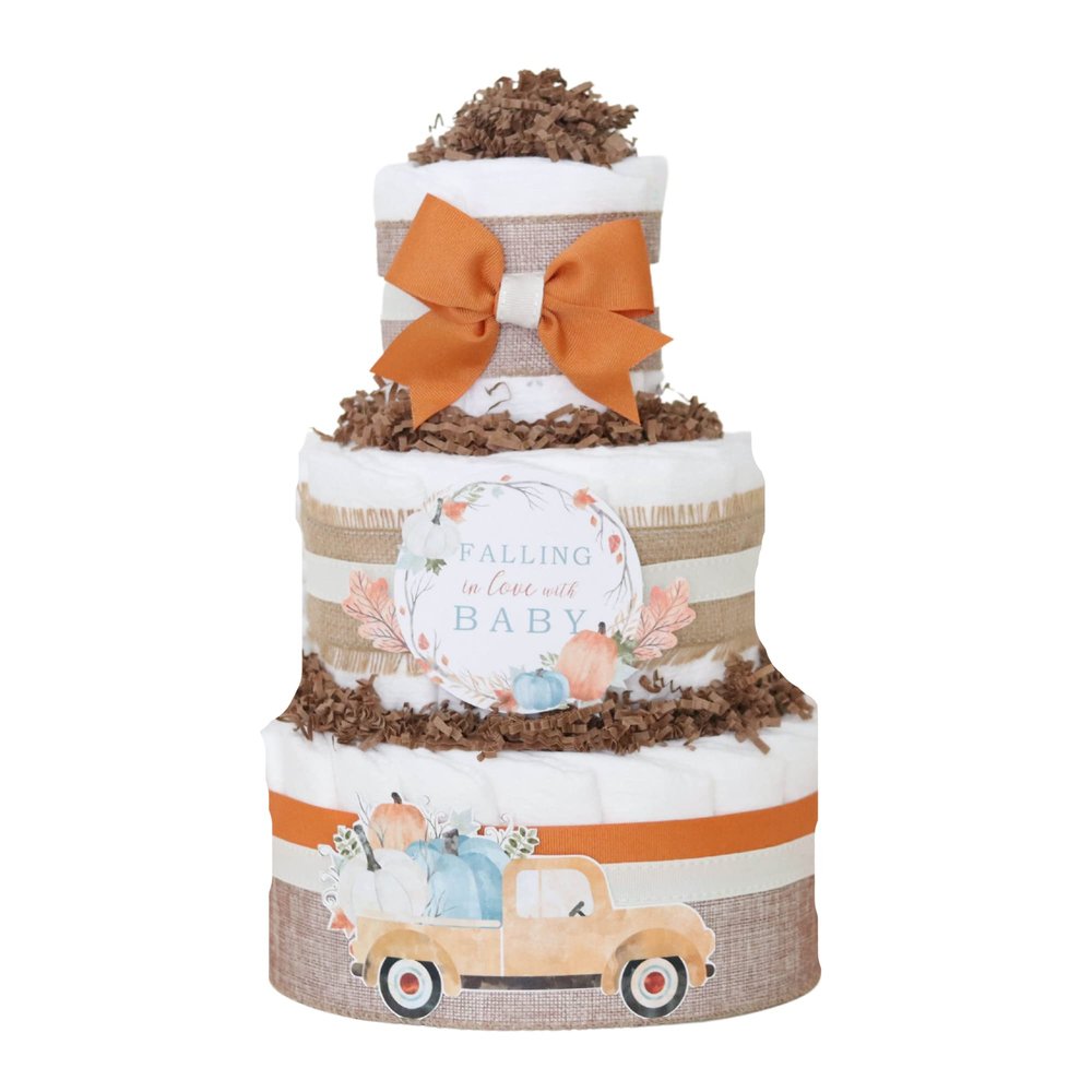 Harvest Truck Pumpkin Diaper Cake - Baby Shower Centerpiece - New Baby Gift