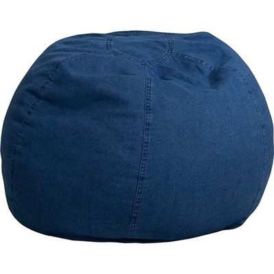 Comfy Cozy Teens & Kids Bean Bag Chair | Portable Lightweight Design | Size: 30 L X 30 W X 18 H Solid Blue Color | Machine Washable Removable Slip Cover & Safety Metal Zipper to Secure The Beads