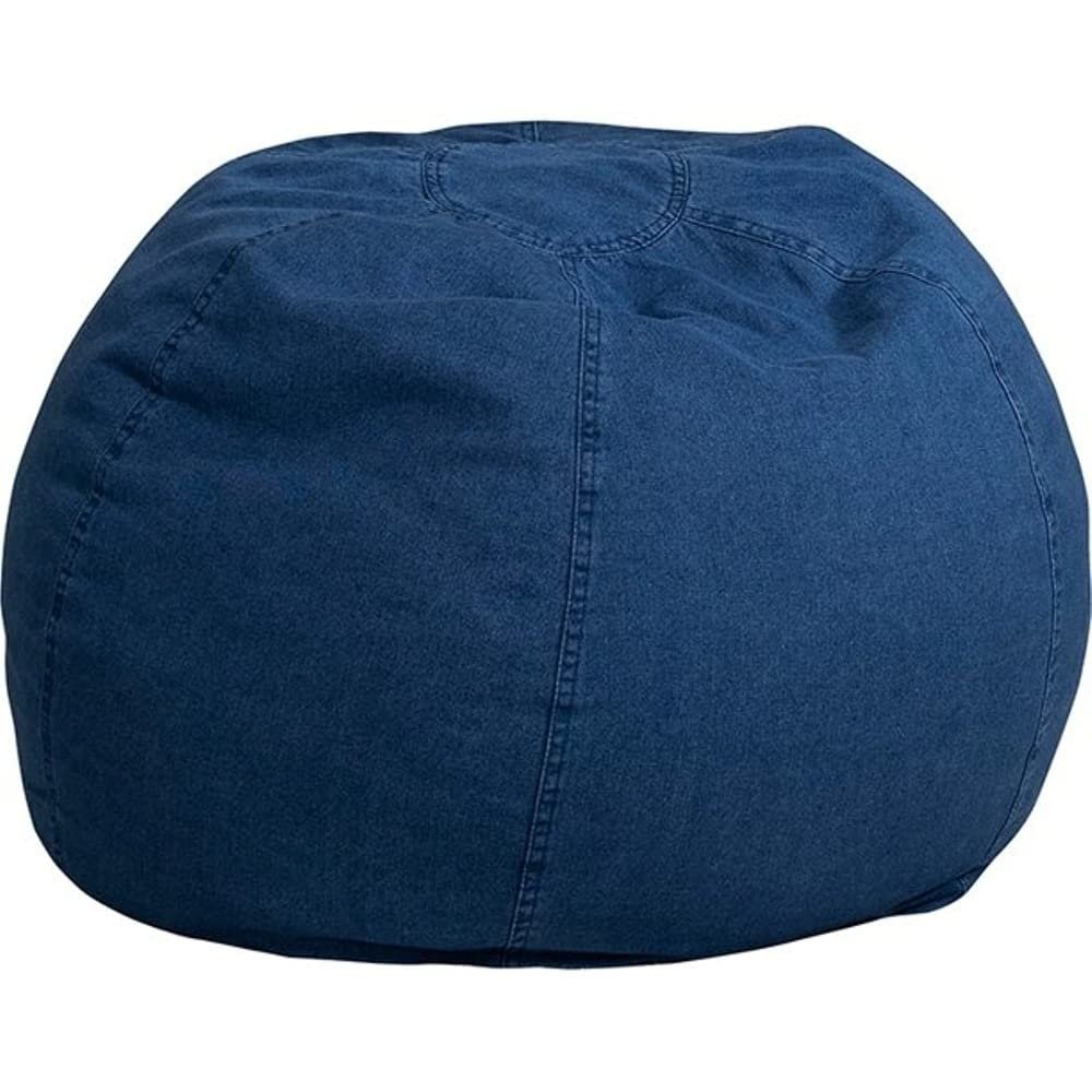 Comfy Cozy Teens & Kids Bean Bag Chair | Portable Lightweight Design | Size: 30 L X 30 W X 18 H Solid Blue Color | Machine Washable Removable Slip Cover & Safety Metal Zipper to Secure The Beads
