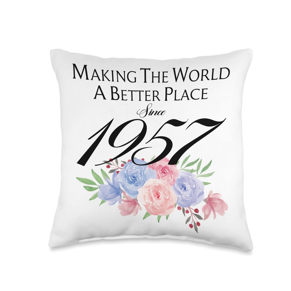 66 Birthday Making the world a better place since 1957 Throw Pillow