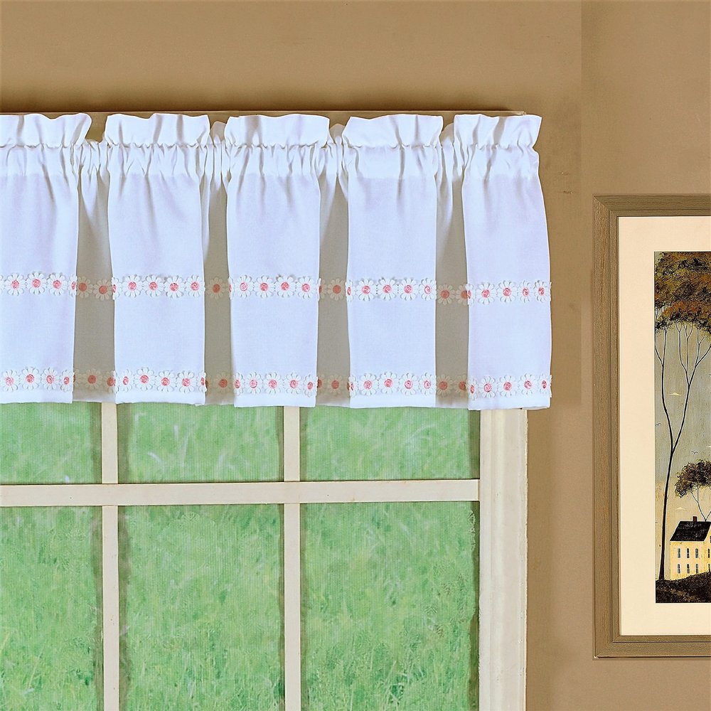 Today's Curtain Daisy Mae Applique Valance 12", Pink