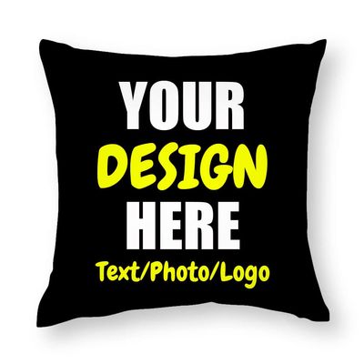 ANGELJUAN Personal Personalized Pillowcase Add Your Photo Pillow Case Custom Image Name Customizable for Bedroom Living Room Birthday Christmas Valentines Mothers, Black, 17"x17"