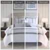 510 Design Powell Cozy Comforter Set, Hotel Style Border Design with Geometric Embroidery Details, All Season Bedding with Matching Sham, Decorative Pillow, Bedskirt, Cal King(104"x92"), White 8 Piece view 2