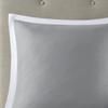 510 Design Powell Cozy Comforter Set, Hotel Style Border Design with Geometric Embroidery Details, All Season Bedding with Matching Sham, Decorative Pillow, Bedskirt, Cal King(104"x92"), White 8 Piece view 4