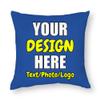 ANGELJUAN Design Your Own Pillowcase, Personalized Photo Text Logo Name Throw Pillow, Customized Cushion Covers for Wedding Keepsake Throw Pillow, Royal Blue, 17"x17" view 1