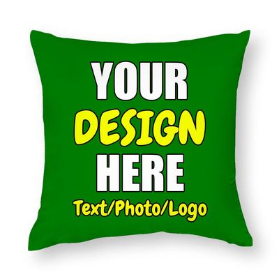 ANGELJUAN Design Your Own Pillowcase, Personalized Photo Text Logo Name Throw Pillow, Customized Cushion Covers for Wedding Keepsake Throw Pillow, Green, 18"x18"