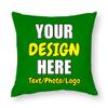 ANGELJUAN Design Your Own Pillowcase, Personalized Photo Text Logo Name Throw Pillow, Customized Cushion Covers for Wedding Keepsake Throw Pillow, Green, 18"x18" view 1