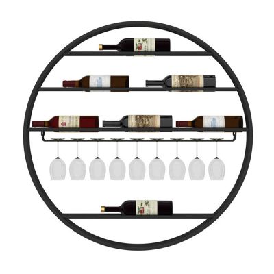 Black Hanging Wine Rack Wine Storage Holder Champagne Goblet Stemware Wine Bottle Shelf Kitchen Bar Wall-Mounted Round Racks (Size : 85cmx10cmx85cm)