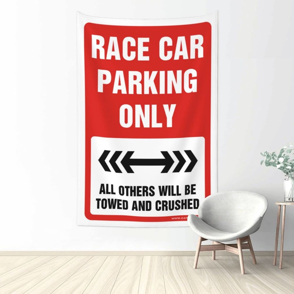 Tapestry for Bedroom Race Car Parking Only Tapestry Boys Room Decor Teenager Funny Decor for Bar ( Size : 75X100CM )