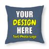 ANGELJUAN Personalized Pillow Case, Design Your Own Add Photos Text Logo Customize Throw Pillowcase, Two-Sides Printed Cushion Covers for Husband, for Wife, for Men, for Women, Indigo Blue, 18"x18" view 1