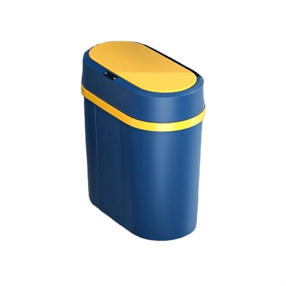 TOMYEUS Bathroom Trash Can New Trash Can Household Living Room Creative with Cover Kitchen Toilet Bathroom Press Bomb Cover Narrow Slit Large Waste Bin (Color : Blue)