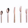 Rose Gold Silverware Set Stainless Steel Flatware Set With Stone Grain Handle Nice Weight 30 Piece Tableware Service for 4 Kitchen Halloween Restaurant Forks Spoons Knifes Dessert Spoon and fork view 1