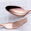 Rose Gold Silverware Set Stainless Steel Flatware Set With Stone Grain Handle Nice Weight 30 Piece Tableware Service for 4 Kitchen Halloween Restaurant Forks Spoons Knifes Dessert Spoon and fork view 4