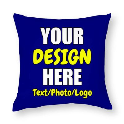 ANGELJUAN Custom Throw Pillowcase, Personalized PhotoText Pillow Cover for Bedroom Living Room Birthday Christmas Valentines Mothers, Navy, 17"x17"