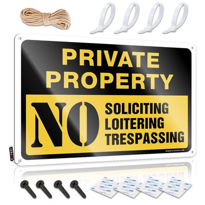 Funny Sarcastic Signs Private Property No Trespassing Sign,No Loitering Sign,No Soliciting Sign for Homemetal Sign Tin Sign Bar Decor for Home Coffee Tin Sign ( Size : 20X30CM )