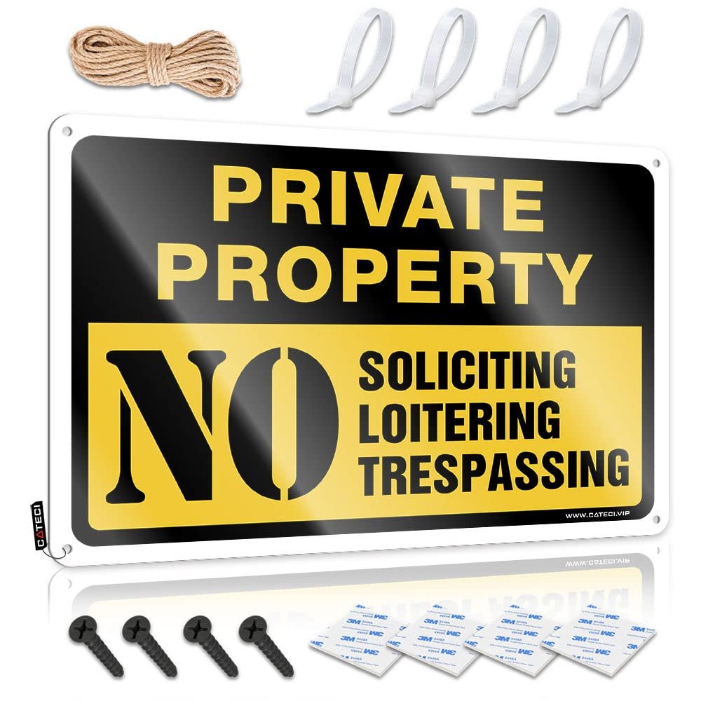 Funny Sarcastic Signs Private Property No Trespassing Sign,No Loitering Sign,No Soliciting Sign for Homemetal Sign Tin Sign Bar Decor for Home Coffee Tin Sign ( Size : 20X30CM )