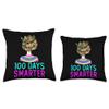 100 Days Smarter Girls Messy Bun Hair 100th Day Of School Throw Pillow view 3