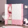 MAGINELS Kids Wardrobe Closet,Baby Closet Cabinet with Door.Baby Girls Armoires Organizer for Bedroom.Two Open Hanging Children Costume Area and 8 Cube Stroage.Pink(42x14x56inch) view 3