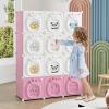 MAGINELS Kids Wardrobe Closet,Baby Closet Cabinet with Door.Baby Girls Armoires Organizer for Bedroom.Two Open Hanging Children Costume Area and 8 Cube Stroage.Pink(42x14x56inch) view 4