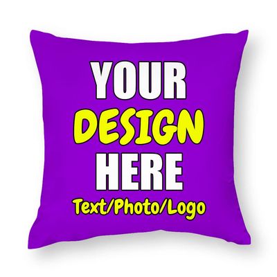 ANGELJUAN Design Your Own Pillowcase, Personalized Photo Text Logo Name Throw Pillow, Customized Cushion Covers for Wedding Keepsake Throw Pillow, Dark Violet, 18"x18"