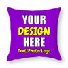 ANGELJUAN Design Your Own Pillowcase, Personalized Photo Text Logo Name Throw Pillow, Customized Cushion Covers for Wedding Keepsake Throw Pillow, Dark Violet, 18"x18" view 1