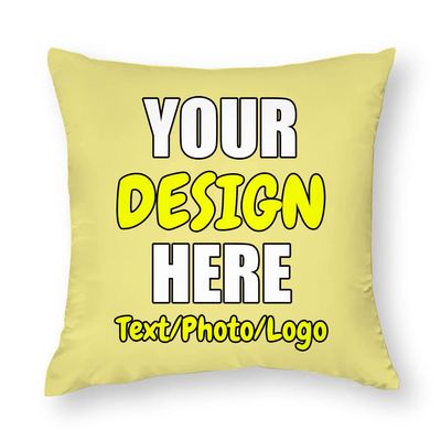 ANGELJUAN Design Your Own Pillowcase, Personalized Photo Text Logo Name Throw Pillow, Customized Cushion Covers for Wedding Keepsake Throw Pillow, Khaki, 17"x17"