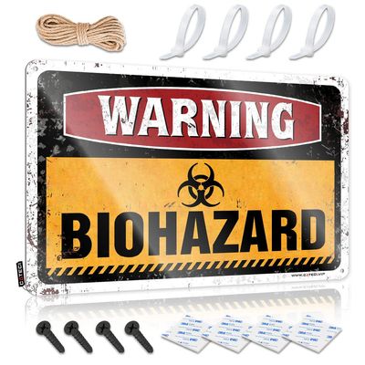 Outdoor Bar Accessories Decor Warning Biohazard Tin Sign Funny Home Bar Signs Vintage Metal Tin Sign ( Size : 30X40CM )