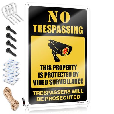 Bar Accessories for Man Cave No Trespassing - This Property is Protected by Video Surveillance Tin Sign Sign Decor Bar Metal Sign Decor ( Size : 20X30CM )