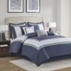 510 DESIGN Powell Cozy Comforter Set, Hotel Style Border Design with Geometric Embroidery Details, All Season Bedding with Matching Sham, Decorative Pillow, Bedskirt, Cal King(104"x92") Navy 8 Piece view 1