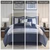 510 DESIGN Powell Cozy Comforter Set, Hotel Style Border Design with Geometric Embroidery Details, All Season Bedding with Matching Sham, Decorative Pillow, Bedskirt, Cal King(104"x92") Navy 8 Piece view 2