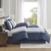 510 DESIGN Powell Cozy Comforter Set, Hotel Style Border Design with Geometric Embroidery Details, All Season Bedding with Matching Sham, Decorative Pillow, Bedskirt, Cal King(104"x92") Navy 8 Piece view 4
