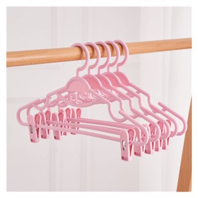 Coat Hanger New 5/10pcs Chinese Style Non-Slip Adult Coat Hanger with Clip Closet Organizer Clothes Pants Hanger Underwear Skirt Hanger Clothes Hanger (Color : Pink 10pcs, Size : 10pcs)