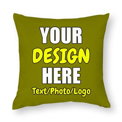 ANGELJUAN Custom Throw Pillowcase, Personalized PhotoText Pillow Cover for Bedroom Living Room Birthday Christmas Valentines Mothers, Olive, 18"x18"