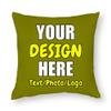 ANGELJUAN Custom Throw Pillowcase, Personalized PhotoText Pillow Cover for Bedroom Living Room Birthday Christmas Valentines Mothers, Olive, 18"x18" view 1