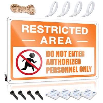Outdoor Bar Accessories Decor Restricted Area Sign, Do Not Enter Sign, Authorized Personnel Only Sign Tin Sign Funny Home Bar Signs Vintage Metal Tin Sign ( Size : 20X30CM )