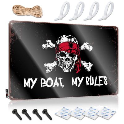 Outdoor Bar Accessories Decor My Boat, My Rules Tin Sign Funny Home Bar Signs Vintage Metal Tin Sign ( Size : 20X30CM )