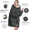Aemilas Wearable Blanket Hoodie - Sherpa Blankets Sweatshirt as Gifts for Men and Women,Cozy Warm Hooded Blanket with Giant Pocket(Dark Gray) view 4