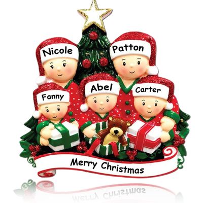 2023 Personalized Christmas Ornament, Custom Christmas Decoration Hanging Pendant,Decor Xmas Tree, Car Interior, Wall, DIY Name 3D Resin for Friends Or Family (Pajamas, Family of 5)