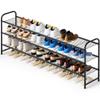 KEETDY 3-Tier Long Shoe Rack for Closet Metal Shoe Organizer for Entryway, Wide Stackable Shoe Storage Shelf with Sturdy Wire Grid for Closet Floor, Bedroom, Black view 1