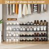KEETDY 3-Tier Long Shoe Rack for Closet Metal Shoe Organizer for Entryway, Wide Stackable Shoe Storage Shelf with Sturdy Wire Grid for Closet Floor, Bedroom, Black view 2