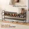 KEETDY 3-Tier Long Shoe Rack for Closet Metal Shoe Organizer for Entryway, Wide Stackable Shoe Storage Shelf with Sturdy Wire Grid for Closet Floor, Bedroom, Black view 3