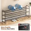 KEETDY 3-Tier Long Shoe Rack for Closet Metal Shoe Organizer for Entryway, Wide Stackable Shoe Storage Shelf with Sturdy Wire Grid for Closet Floor, Bedroom, Black view 4