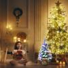 Fofetbfo 23.6 Inch Prelit Mini Christmas Tree Snow Flocked Artificial Pine Xmas Tree with Lights Pinecone and Burlap Base Miniature Christmas Tree for Tabletop Dining Table Xmas Home Decor view 3