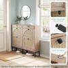 Brafab Shoe Storage Cabinet with 2 Flip Drawers&1 Small Drawer, Slim Entryway Shoe Organizer with Half Round Woven Rattan Doors for Sneakers view 3