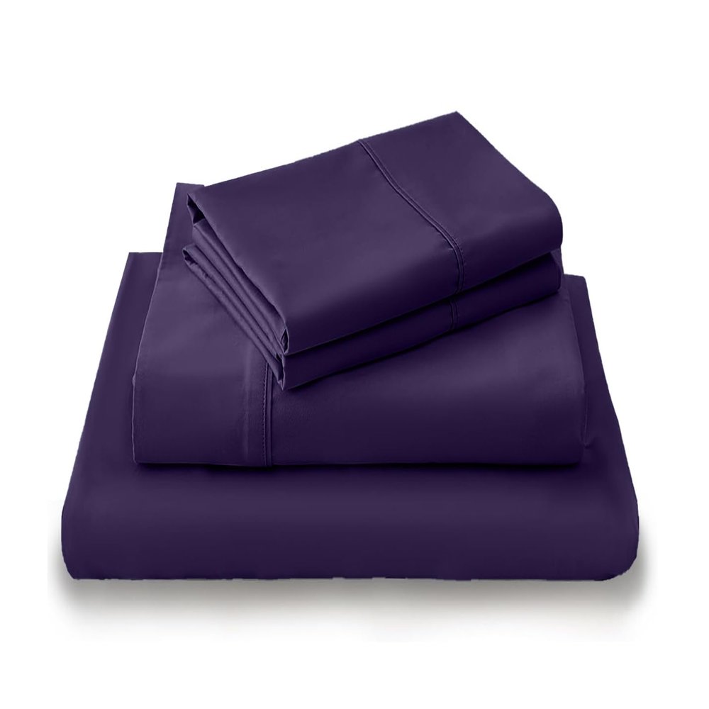 LuckShree King Giza Sheet Set- 100% Organically Grown Giza Egyptian Cotton, 4-Piece 15-inch Deep Pockets Ultra Soft Sheets - Plum