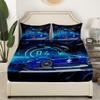 Erosebridal Blue Sports Car Sheet Set Twin,Racing Car Bed Sheets for Kids Boys Girls,Cool Race Car Bedding Set Lightweight,Extreme Sports Automobile Fitted Sheet + Top Sheet + 1 Pillowcase Soft view 3